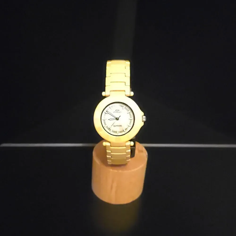 ONISS Ladies Beige Ceramic SAPPHIRE,MOTHER OF PEARL WATCH!